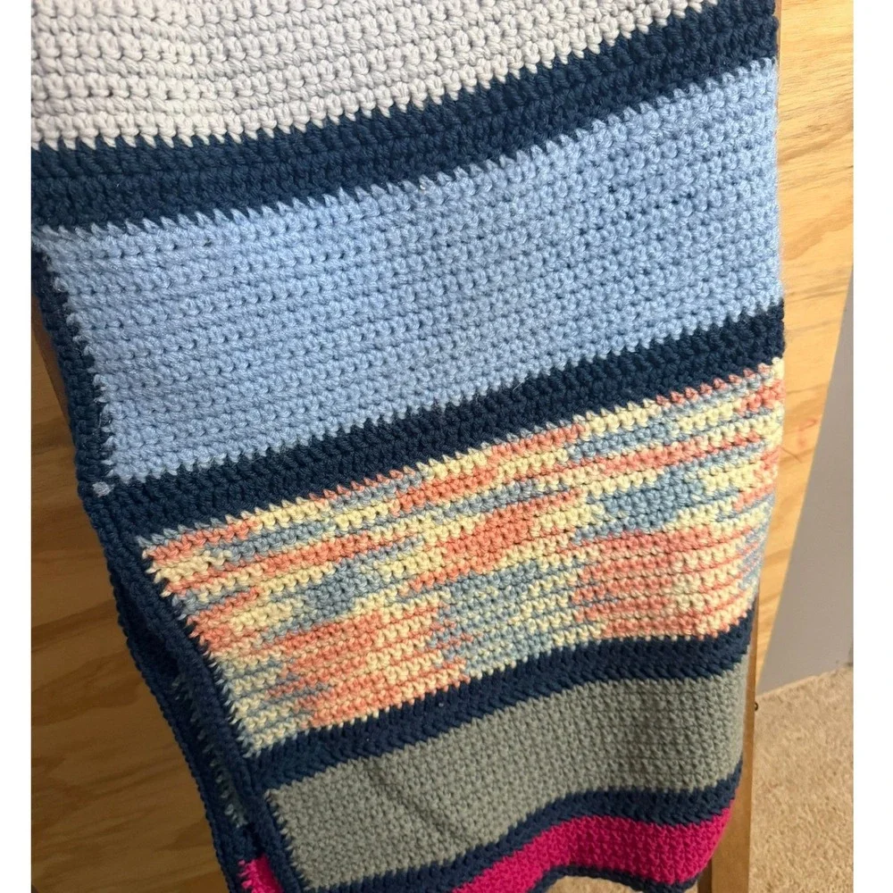 Hand‎ Crocheted Afghan Throw Blanket